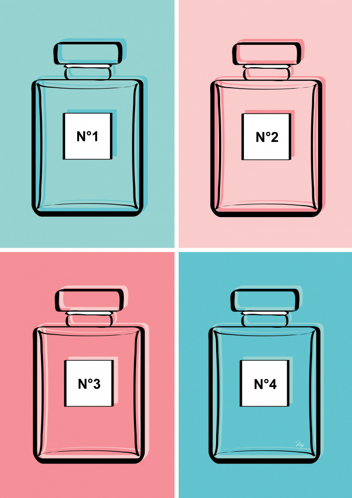 Chic Fragrance Bottles by Martina — canvas wall art
