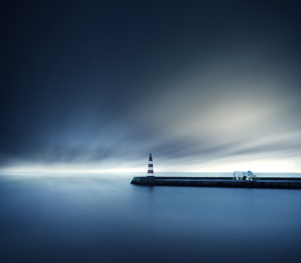 Twilight Lighthouse Ocean by Mindaugas Žarys — canvas wall art