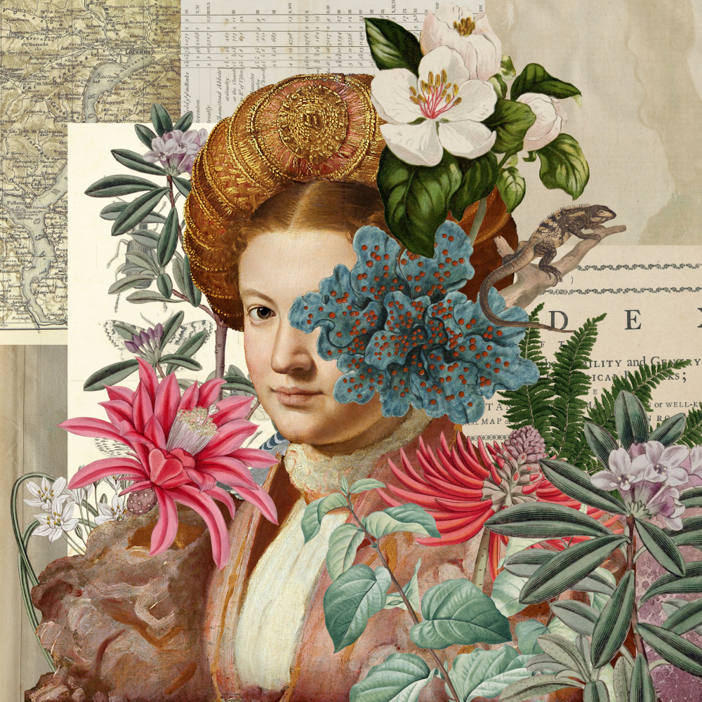 Vintage Botanical Portrait by Marja van den Hurk — canvas wall art