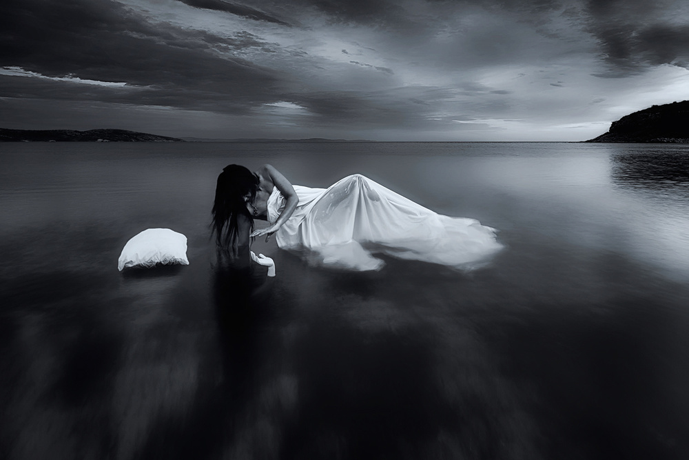 Dreamy Woman in Water by Maria Kaimaki — canvas wall art