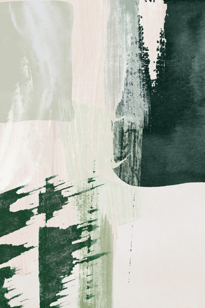 Abstract Green Shapes by Sally Ann Moss — canvas wall art