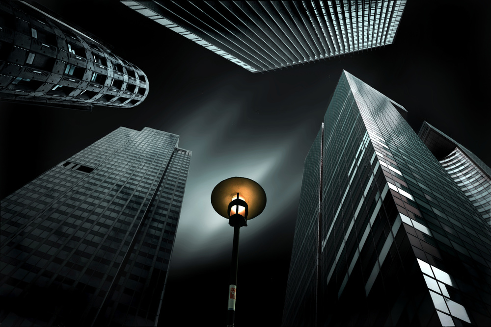 Dramatic Urban Skyscrapers by Pierre Bacus — canvas wall art