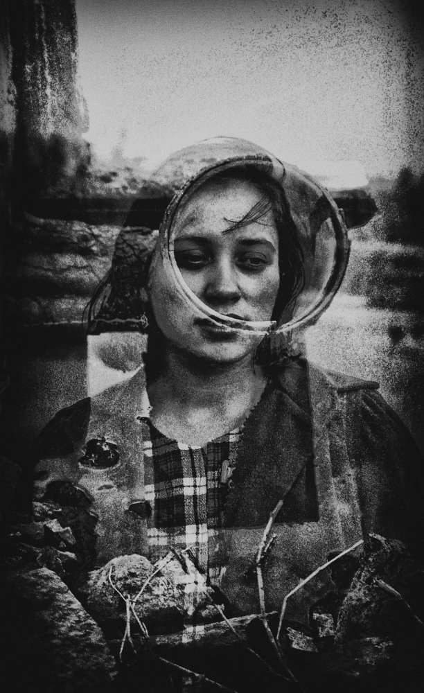 Pensive Glass Portrait by Miki Meir Levi — canvas wall art