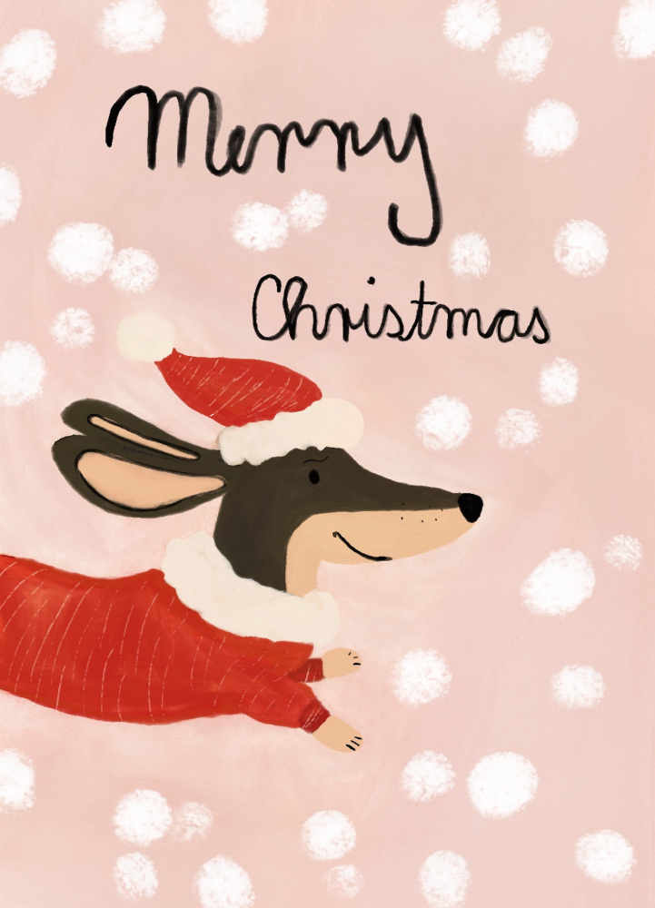 Festive Dachshund Snow Day by Ute Arnold — canvas wall art