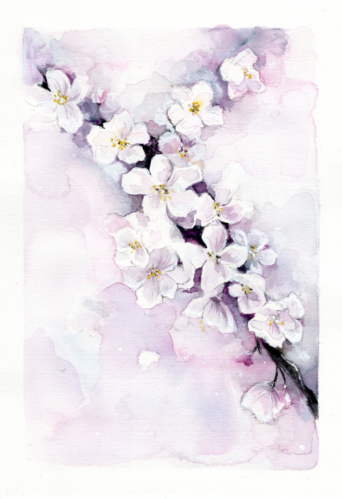 Delicate Blossom Branch by Helena Engström — canvas wall art