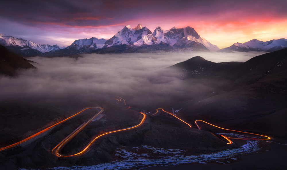Glowing Mountain Road by Selions（陈磊） — canvas wall art