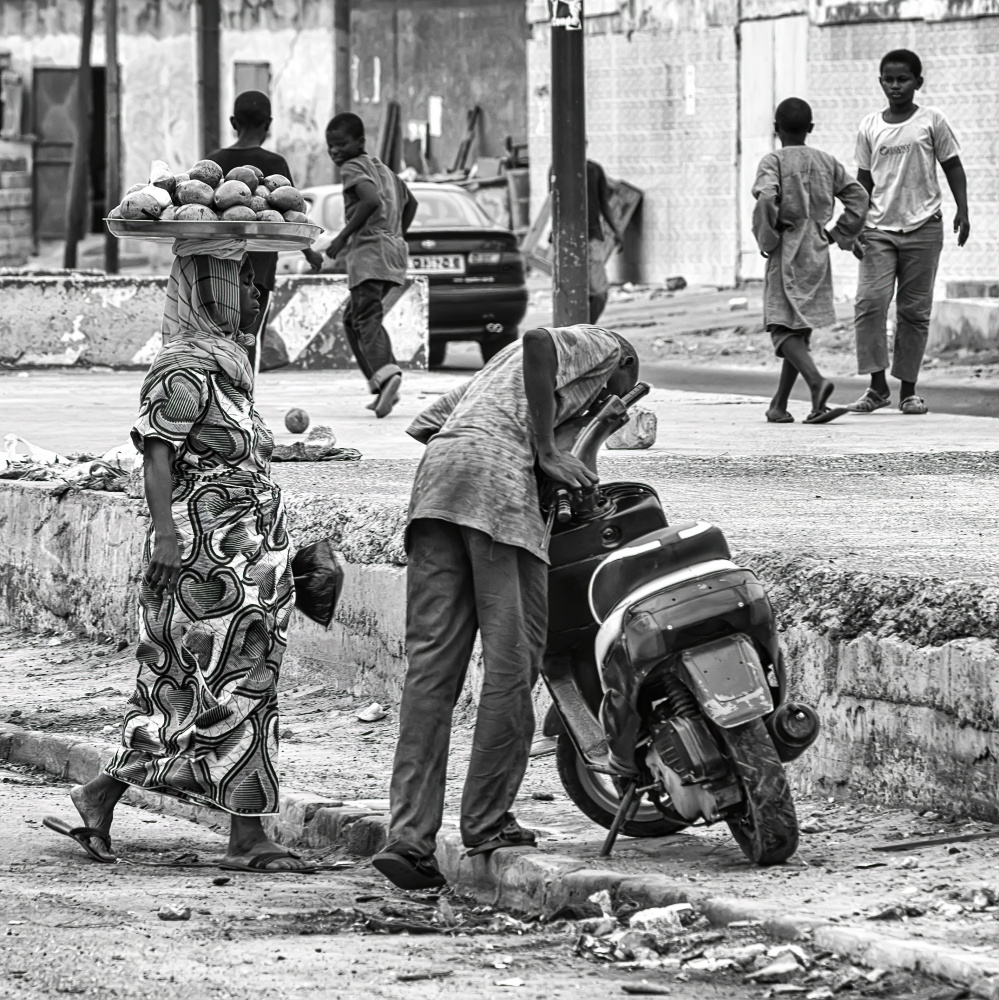 Black White Street Scene by mihai ian nedelcu — canvas wall art