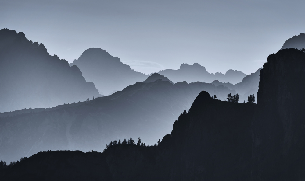 Layered Blue Mountains by Uschi Hermann — canvas wall art