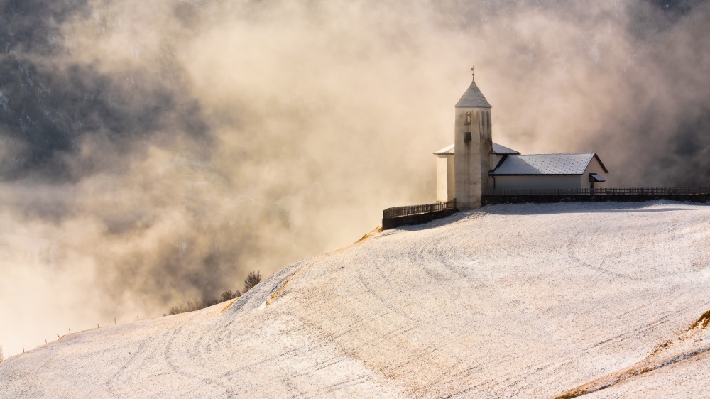 Serene Winter Church by Petra Dvorak — canvas wall art