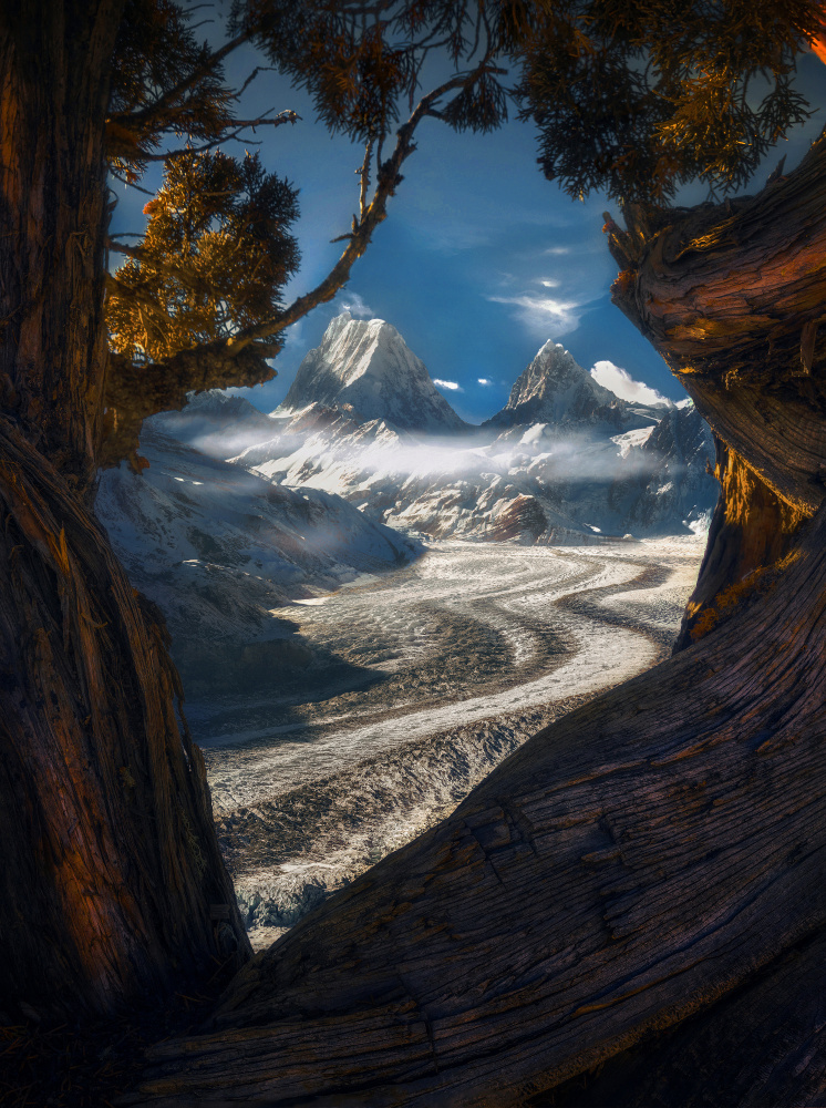 Winding Glacier Peaks by Selions（陈磊） — canvas wall art