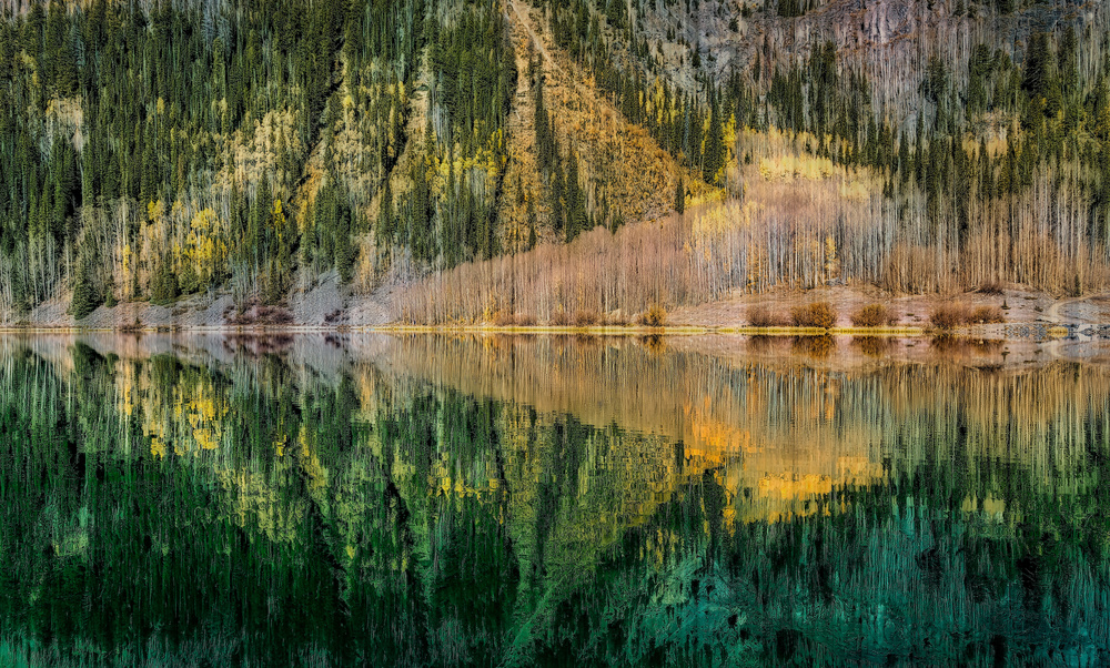 Autumn Lake Reflection by Alex Li — canvas wall art
