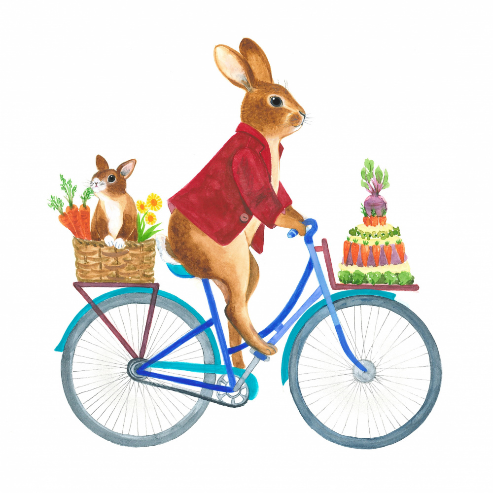 Easter Bunny Bike Ride by Isabelle Brent — canvas wall art