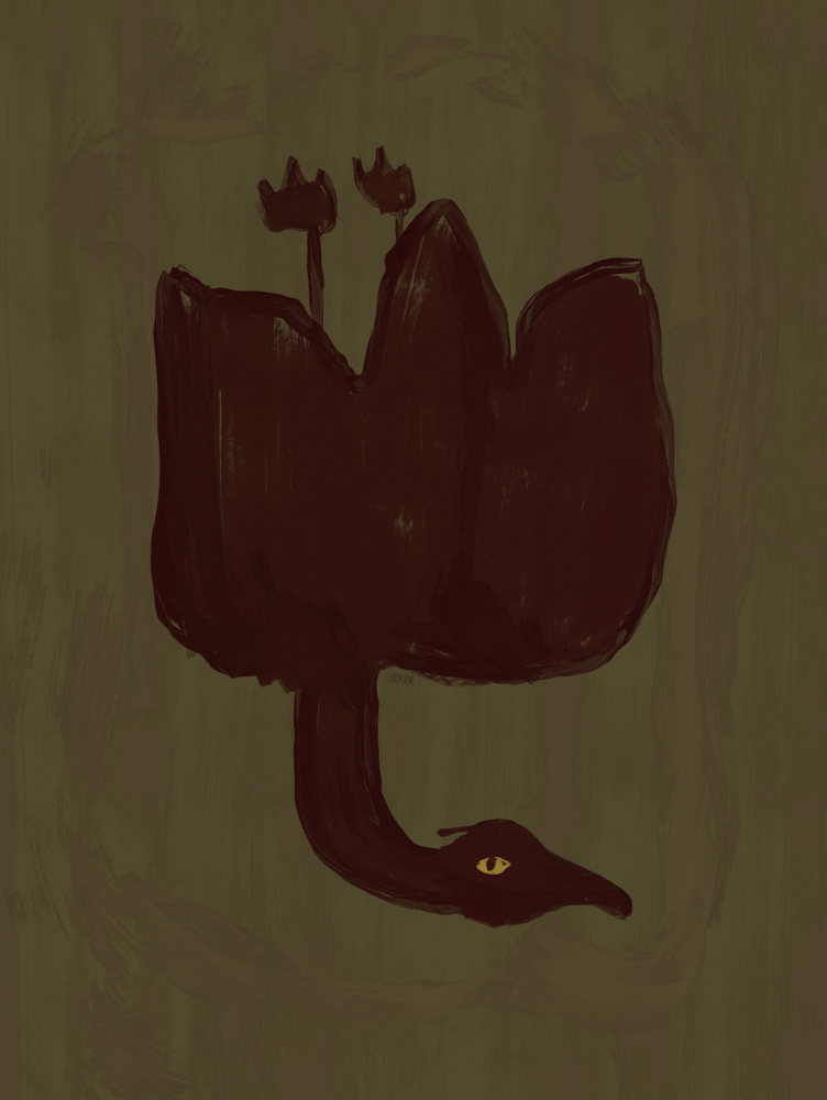 Dark Bird Blossom by Josephin Hermsdorf — canvas wall art