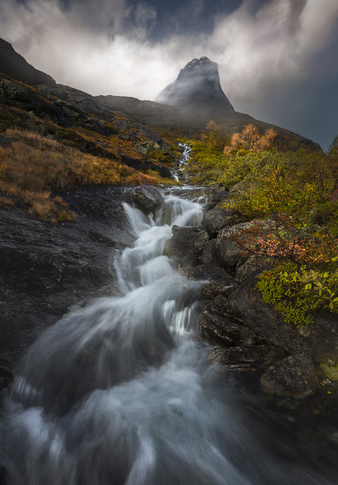 Dramatic Autumn Waterfall by Ole Henrik Skjelstad — canvas wall art