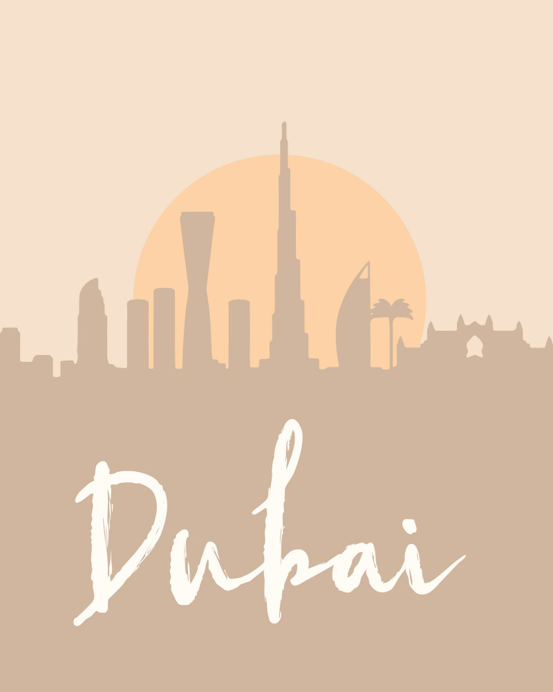 Dubai City Skyline Sunset by Emiliano Deificus — canvas wall art