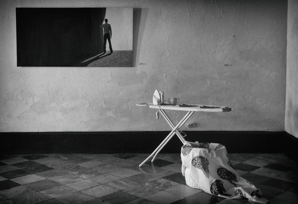 Ironing Board and Lone Figure by ihyabozkurt — canvas wall art