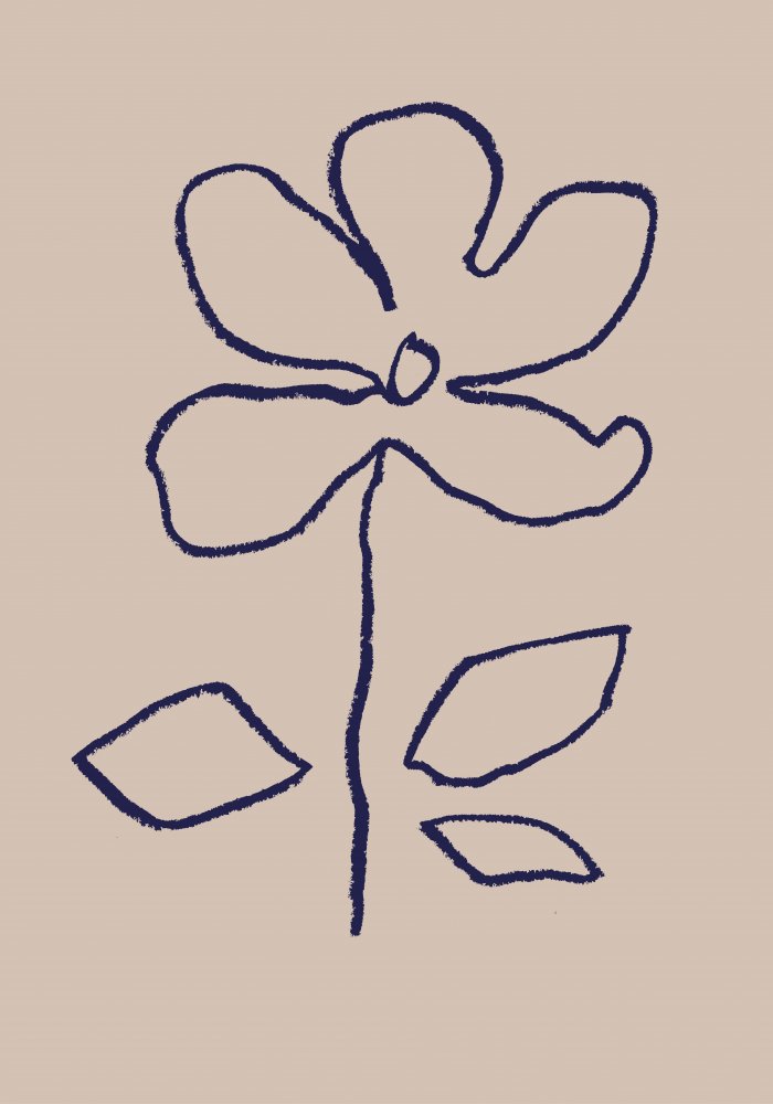 Hand-Drawn Blue Flower by Old Artists Studio — canvas wall art