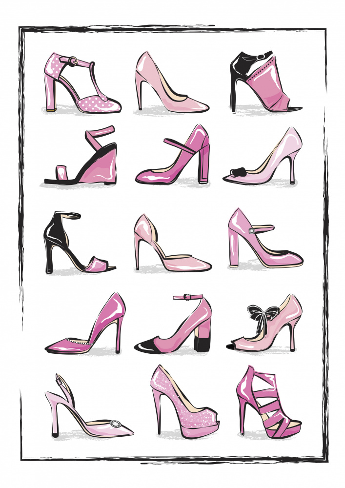Chic Pink Heels by Martina — canvas wall art