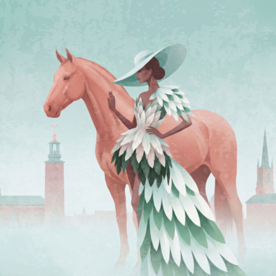 Elegant Woman Horse City