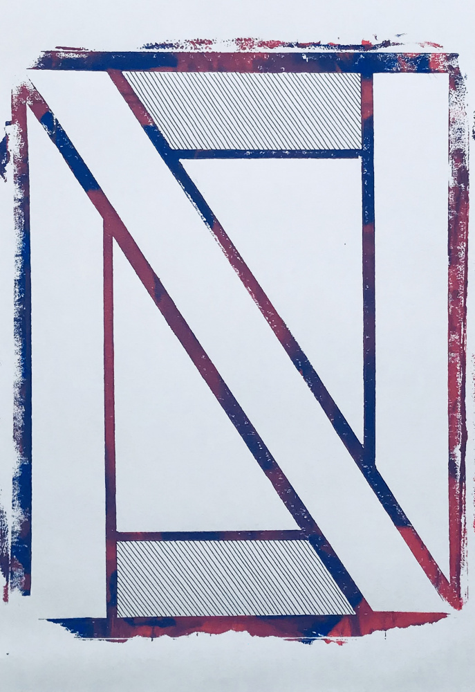 Red Blue Geometric Design by kellymariesmith — canvas wall art