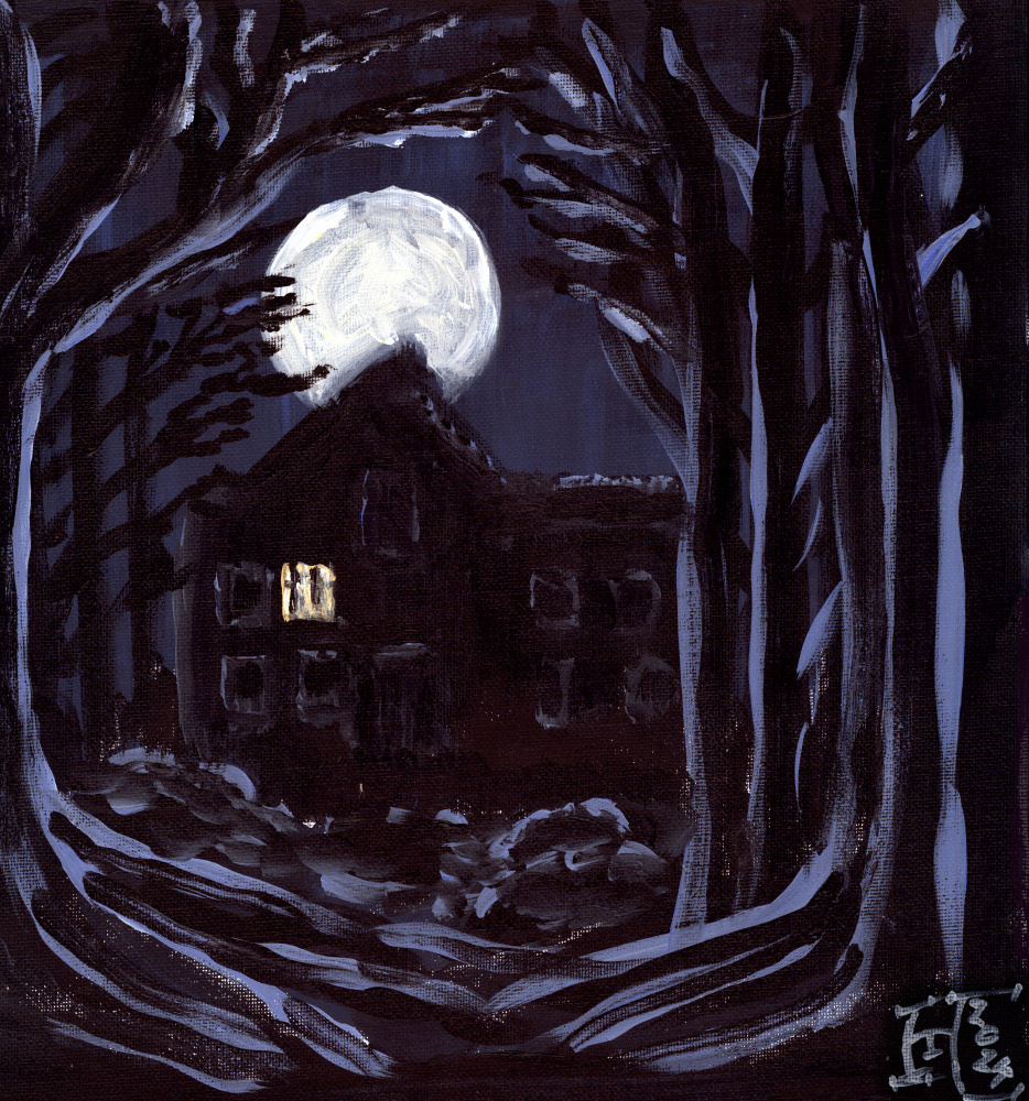 Moonlit Haunted House by Tim Hoinkis — canvas wall art