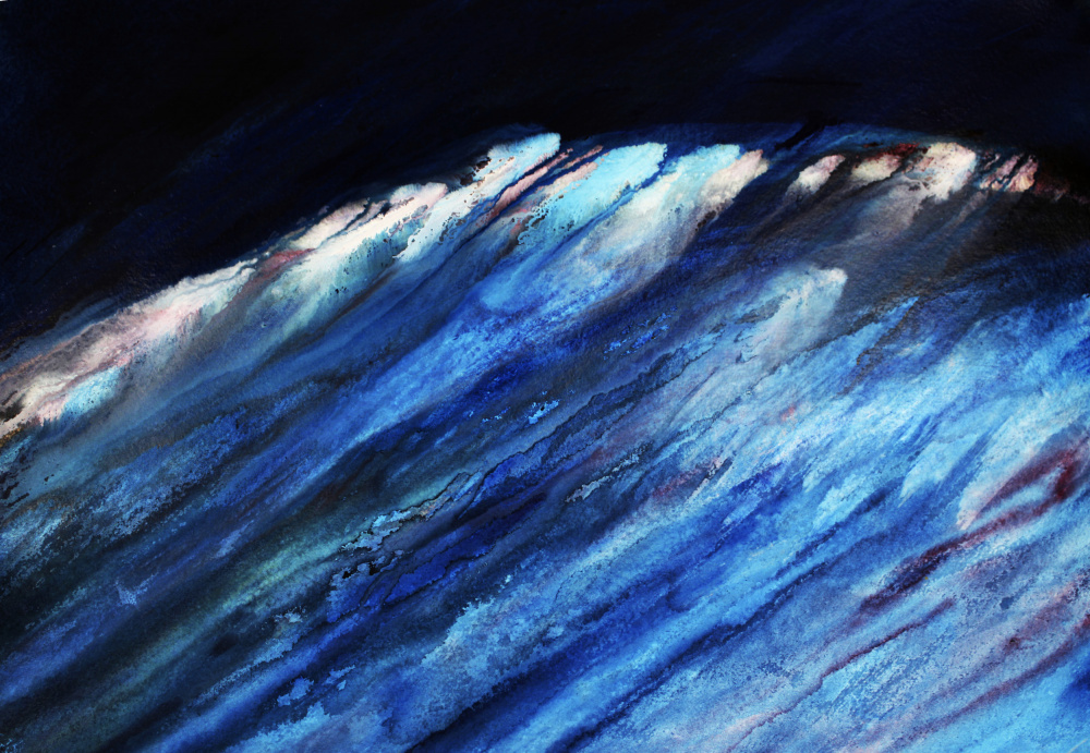 Crashing Deep Blue Wave by RodMacIver — canvas wall art