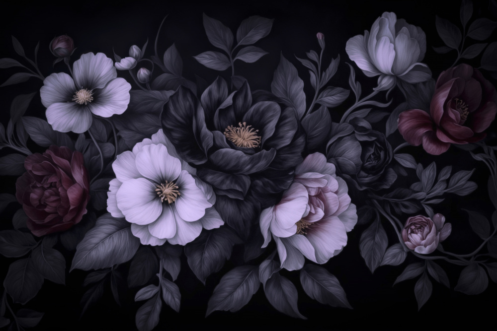Dark Floral Elegance by Andrea Haase — canvas wall art