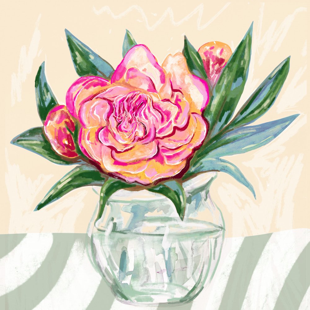 Vibrant Peonies Bouquet by EMELIEmaria — canvas wall art
