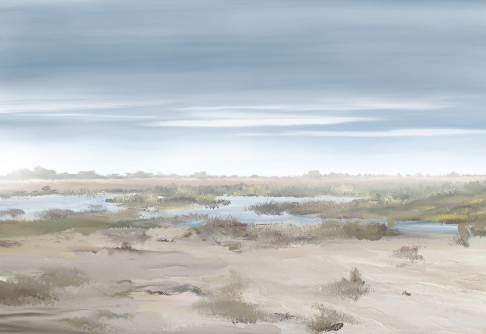 Misty Wetland Landscape by Jenna Alheit — canvas wall art