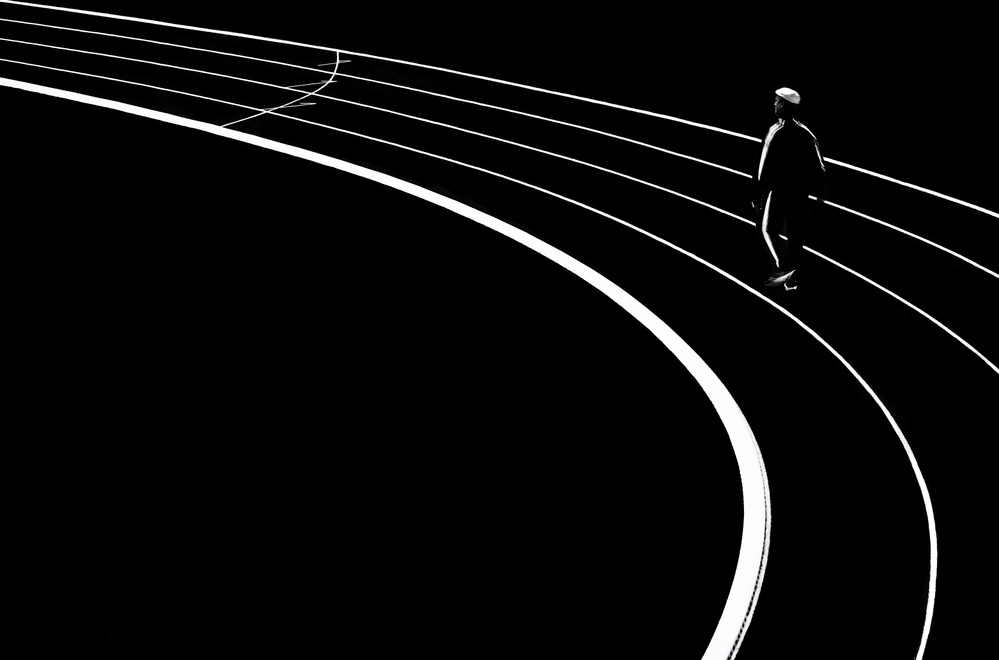 Solitary Figure On Track by Samanta Krivec — canvas wall art