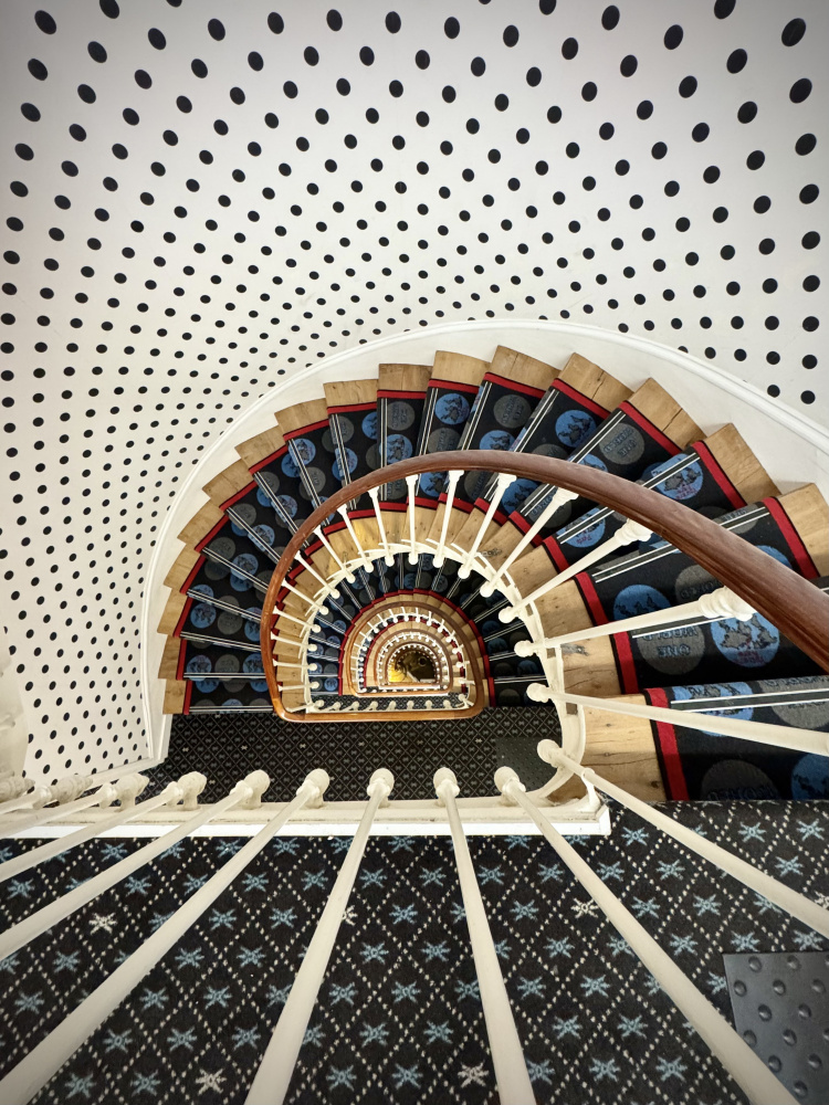 Spiral Polka Dot Staircase by KIMIO KOBAYASHI — canvas wall art