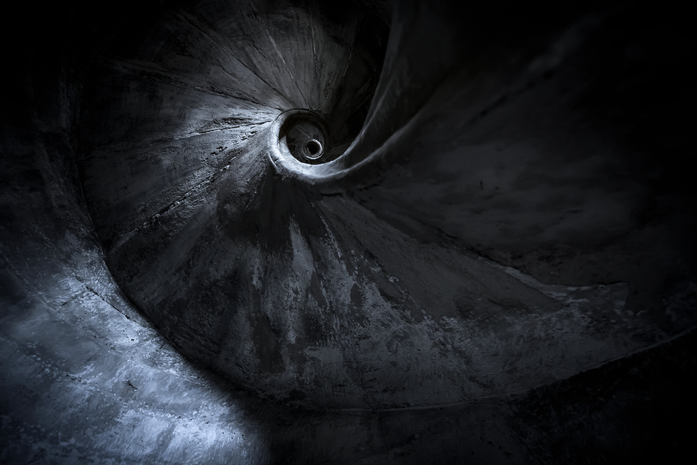 Dark Spiral Staircase by E. de Juan — canvas wall art