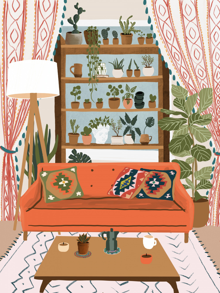 Bohemian Indoor Jungle by Ceyda Alasar — canvas wall art