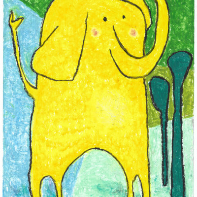 Waving Yellow Elephant