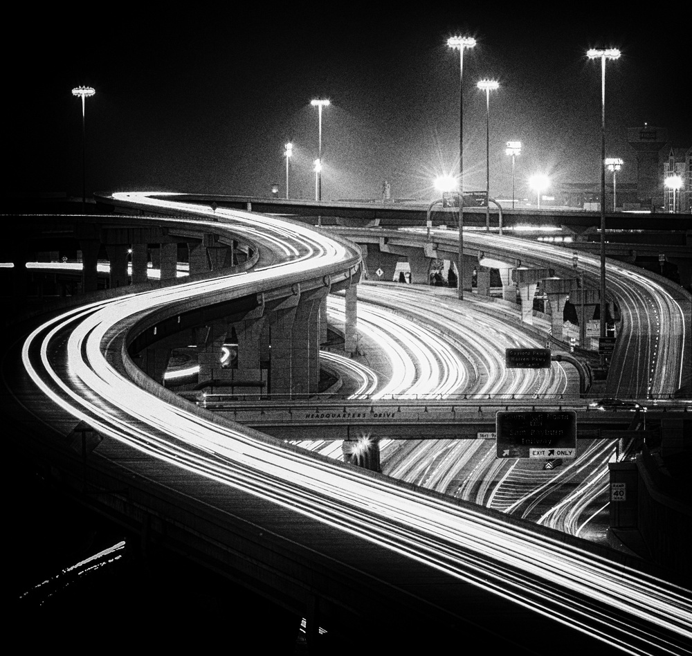 Dynamic City Light Trails by Alex Li — canvas wall art