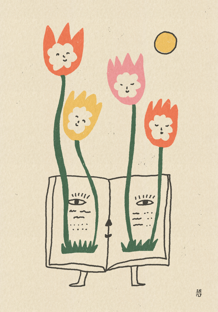 Growing Book Flowers by Raipa Studio — canvas wall art
