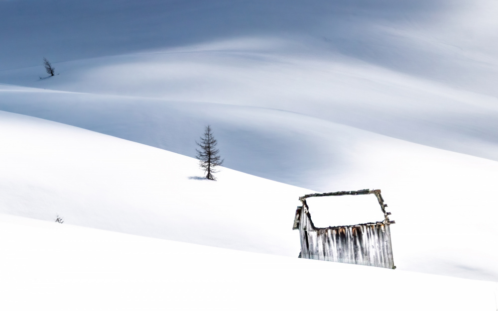 Solitary Winter Hut by Ariel Ling — canvas wall art
