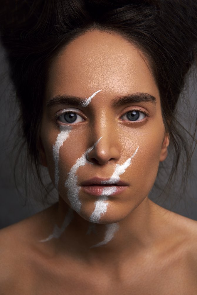 Artistic White Paint Portrait by Peyman Naderi — canvas wall art
