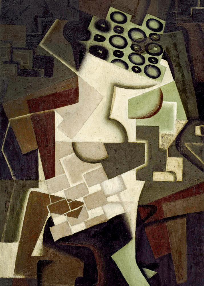 Fruit Dish On a Checkered Tablecloth (1917) by Juan Gris — canvas wall art