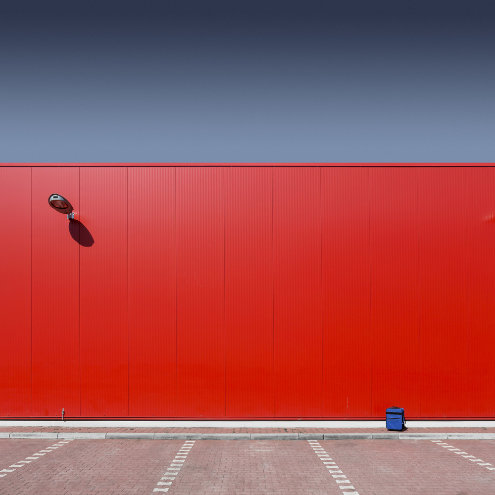 Red Wall Blue Sky by Markus Kühne — canvas wall art