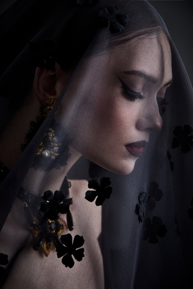 Mysterious Veiled Woman by Tatya Lushchyk — canvas wall art