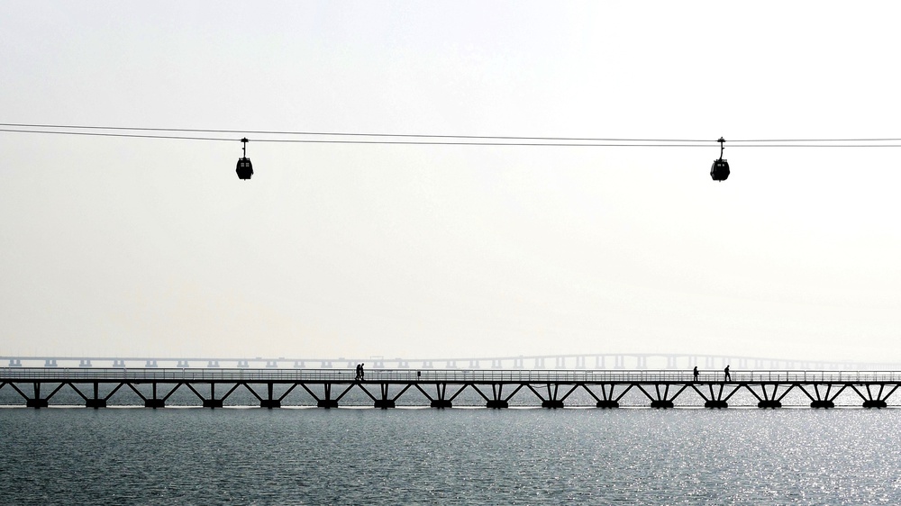 Bridge and Cable Car by Nadine RISSE — canvas wall art