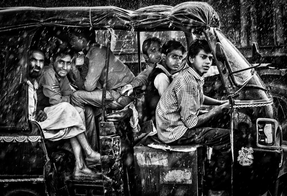 Rainy Rickshaw Ride by Massimo Cuomo — canvas wall art