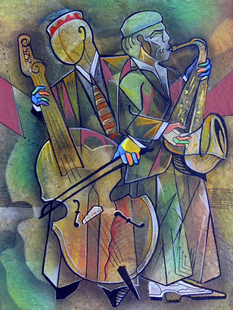 Vibrant Jazz Duo by Ricardo Maya — canvas wall art