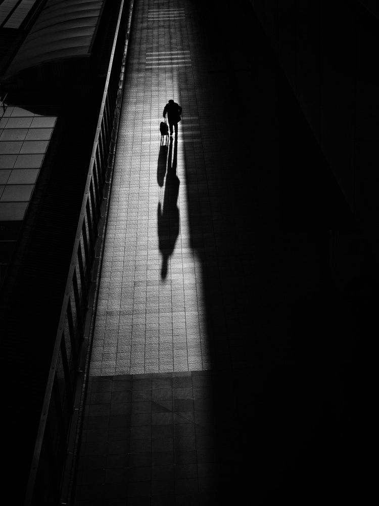 Man and Dog Shadow by Yoshie Makiya — canvas wall art