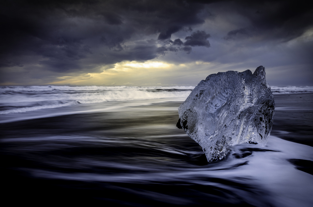 Sunrise between ice by Rodrigo Núñez Buj — canvas wall art