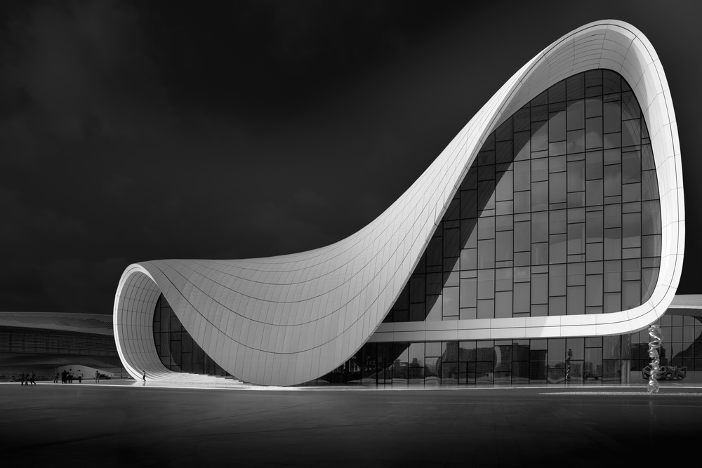 Monochrome Architectural Waves by Olavo Azevedo — canvas wall art
