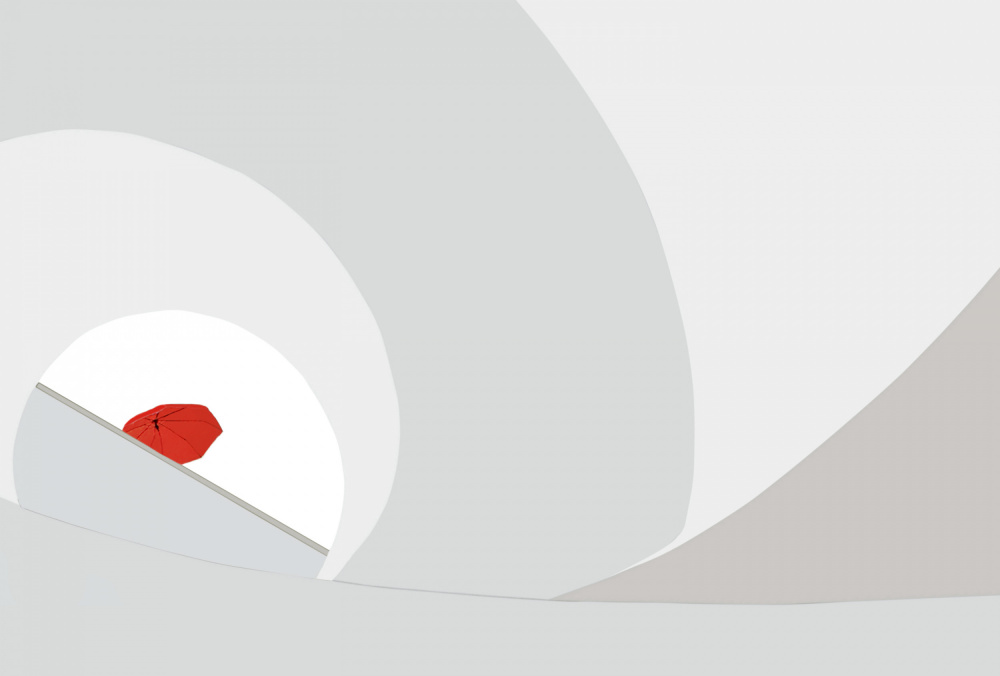 Red Umbrella on Curves by Jorge Pimenta — canvas wall art