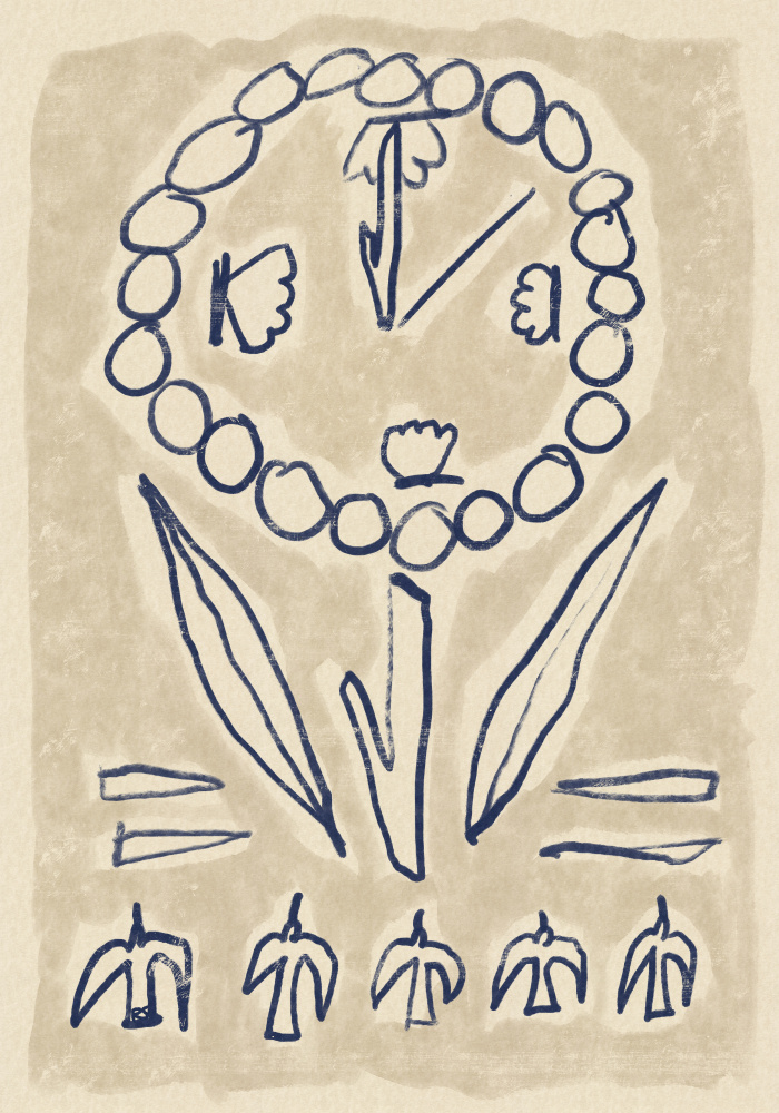 Folk Art Flower Symbols by Raipa Studio — canvas wall art