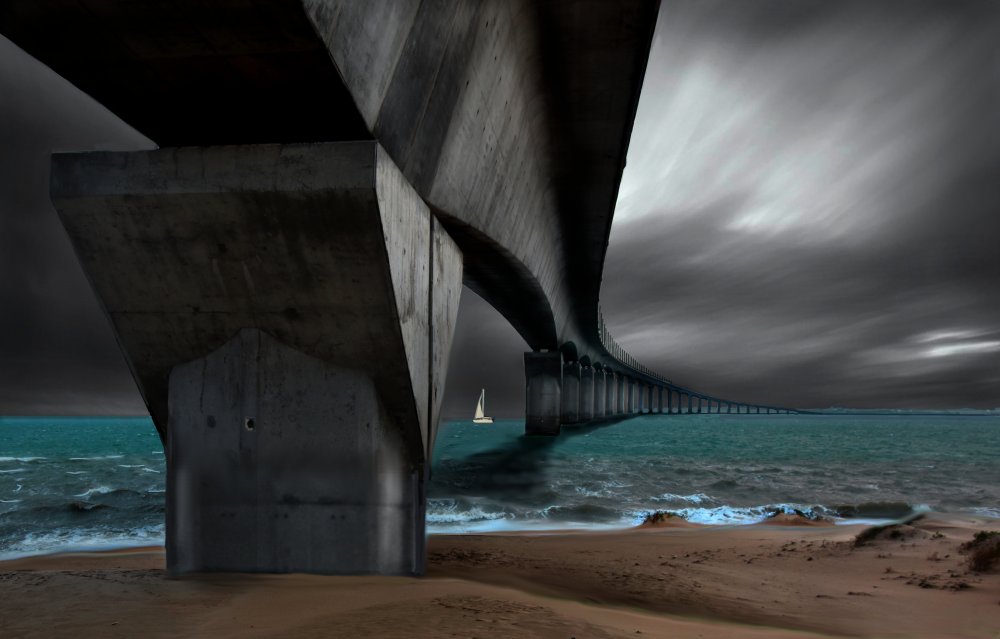 Dramatic Ocean Bridge by Pierre Bacus — canvas wall art